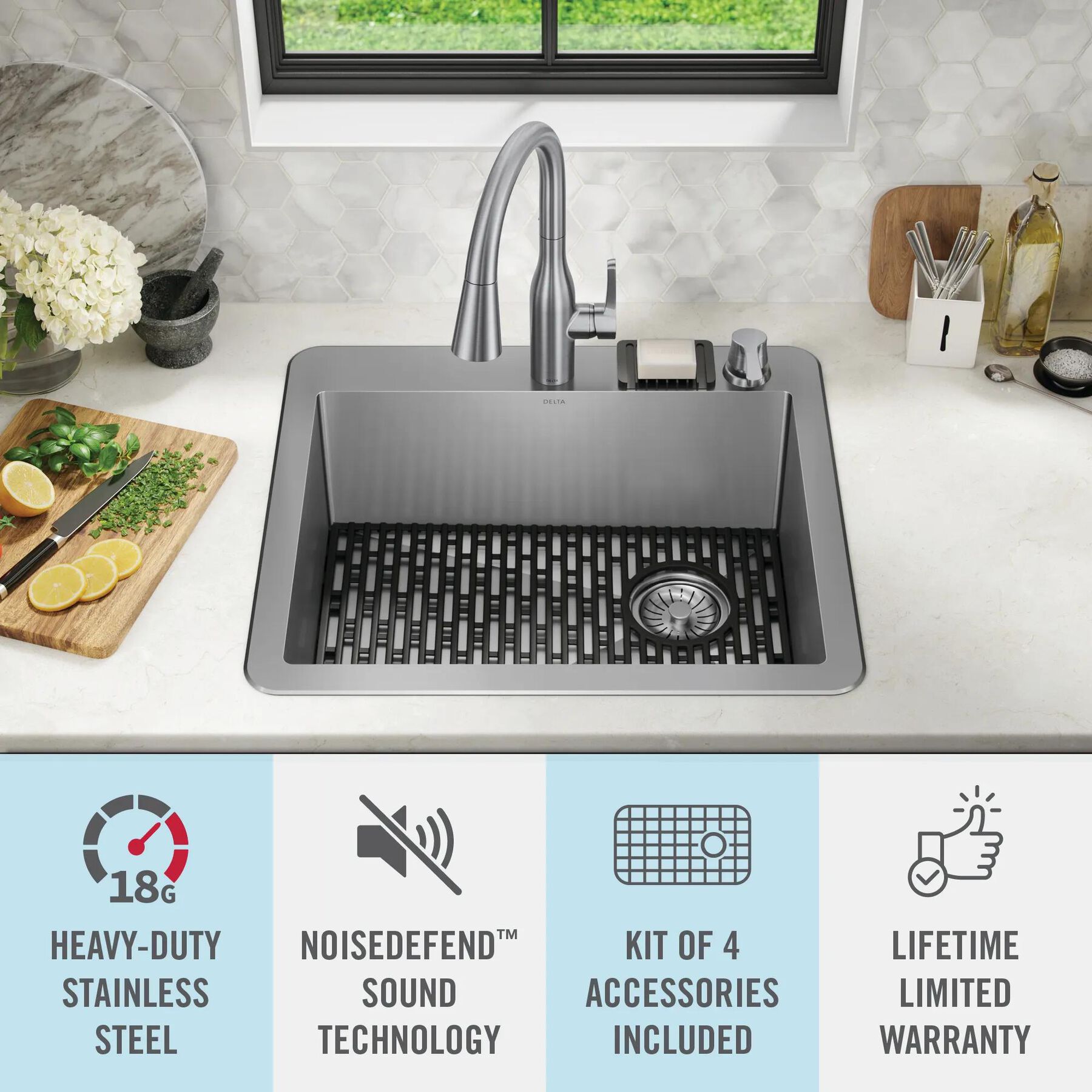 25&rdquo; Drop-In Undermount Stainless Steel Single Bowl Kitchen Sink with Accessories